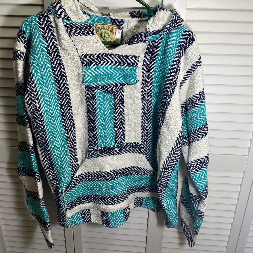 Blue and white sweatshirt